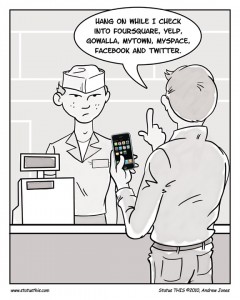 Nothing like alienating a friend by checking in on 14 apps